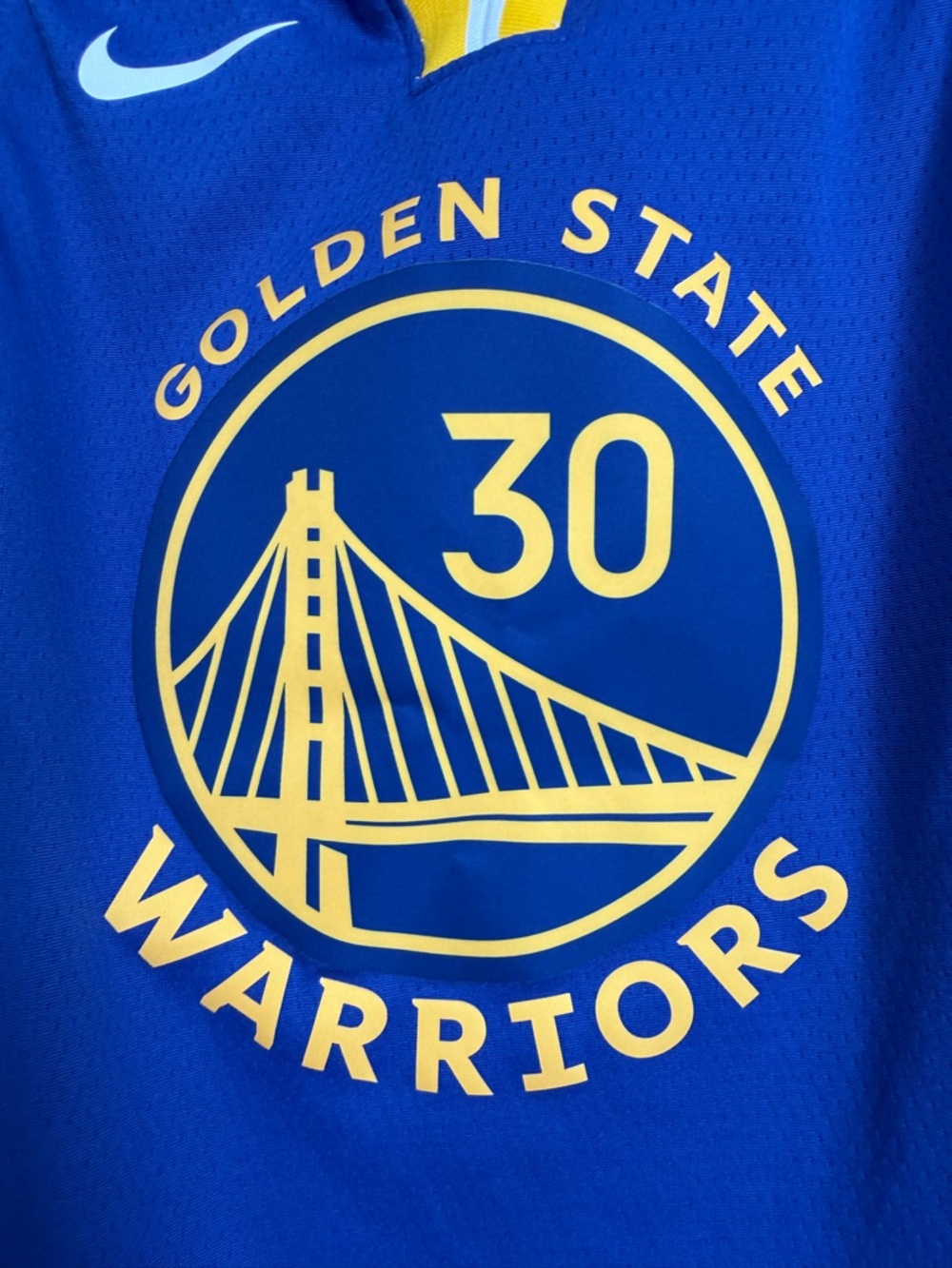 Nike Golden state warriors NBAbasketball Blue and Yellow Warriors Jersey # 30 - Picture 7 of 8